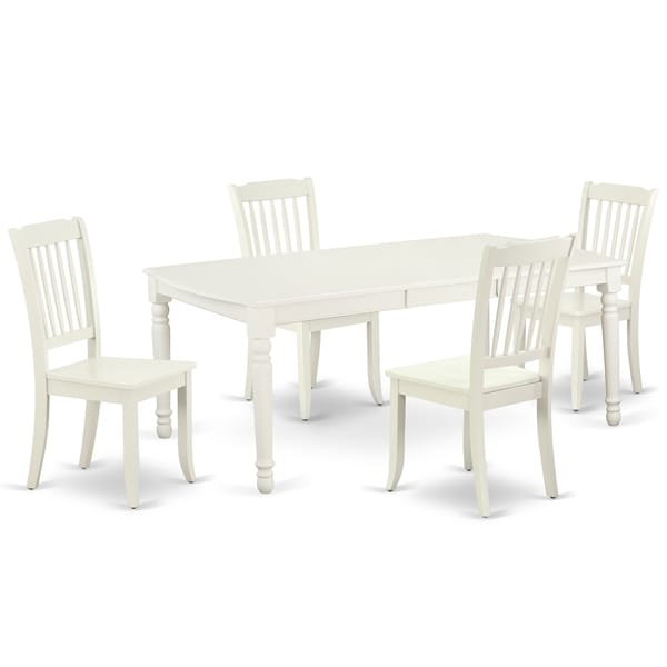 Rectangular 60/78 Inch Table with 18" Leaf and 4 Vertical Slatted Chairs (Number of Chairs Option)