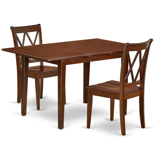 Rectangular 48/60 Inch Table with 12" Leaf and 2 Double X Back Chairs (Number of Chairs Option)
