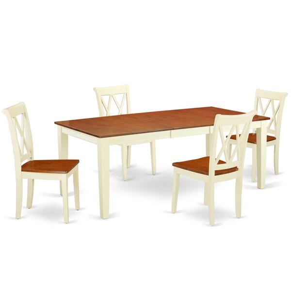 Rectangular 60/78 Inch Table with 18" Leaf and 4 Double X Back Chairs (Number of Chairs Option)