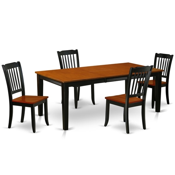 Rectangular 60/78 Inch Table with 18" Leaf and 4 Vertical Slatted Chairs (Number of Chairs Option)