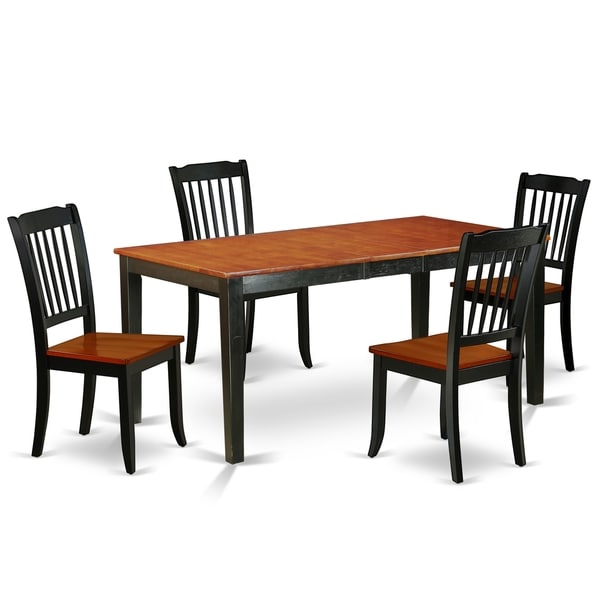 Rectangular 54/66 Inch Table with 12" Leaf and 4 Vertical Slatted Chairs (Number of Chairs Option)