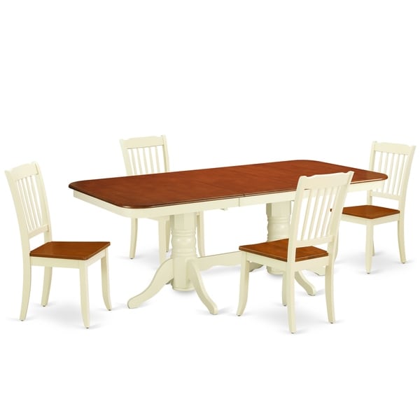 Rectangular 60/78 Inch Table with 18" Leaf and 4 Vertical Slatted Chairs (Number of Chairs Option)