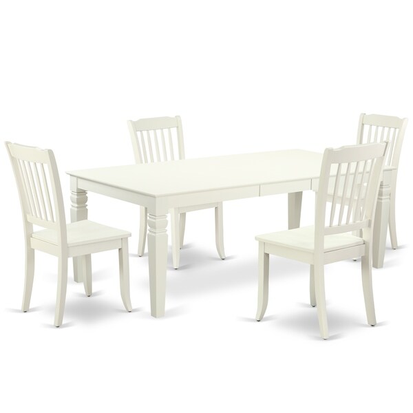 Rectangular 66/84 Inch Table with 18" Leaf and 4 Vertical Slatted Chairs (Number of Chairs Option)