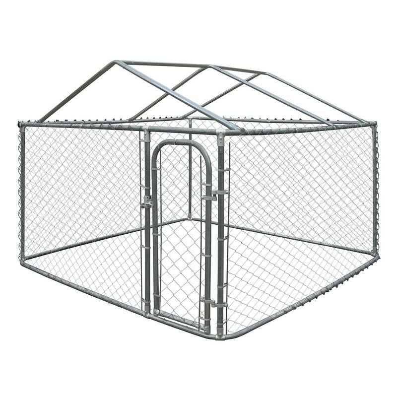ALEKO Dog Kennel Roof Frame 7.5 x 7.5 Ft Finish Full Steel Chain Link Dividable