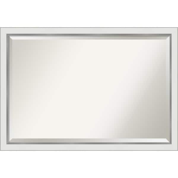 Eva White Silver Narrow Bathroom Vanity Wall Mirror