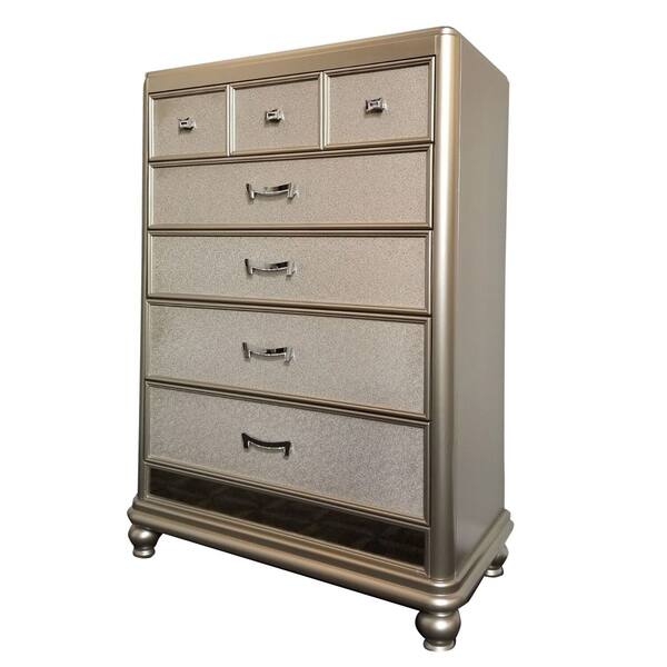 Shop Harmony Champagne Finish 7 Drawer Mirrored Chest Free