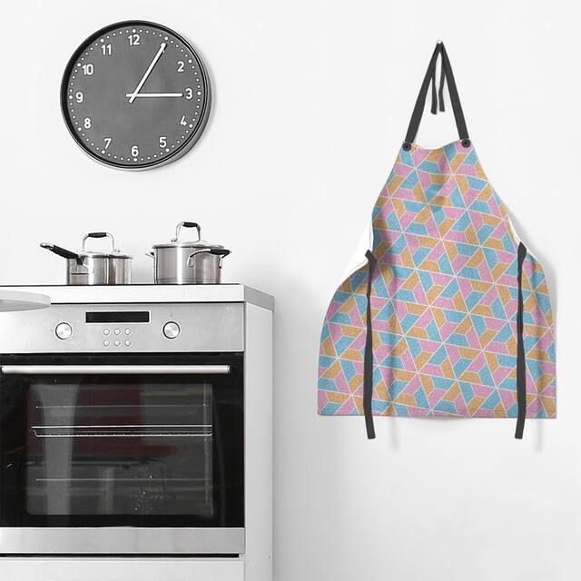 Three Color Trapezoids Apron - 27 x 30 - Blue Pink & Orange