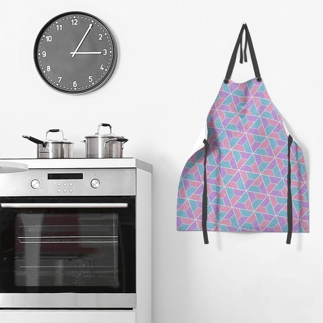 Three Color Trapezoids Apron - 27 x 30 - Blue Purple & Pink