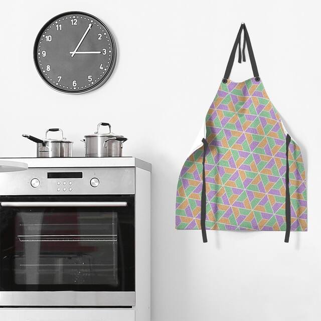 Three Color Trapezoids Apron - 27 x 30 - Green Purple & Orange