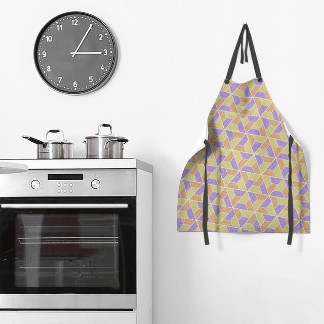 Three Color Trapezoids Apron - 27 x 30 - Yellow Purple & Orange