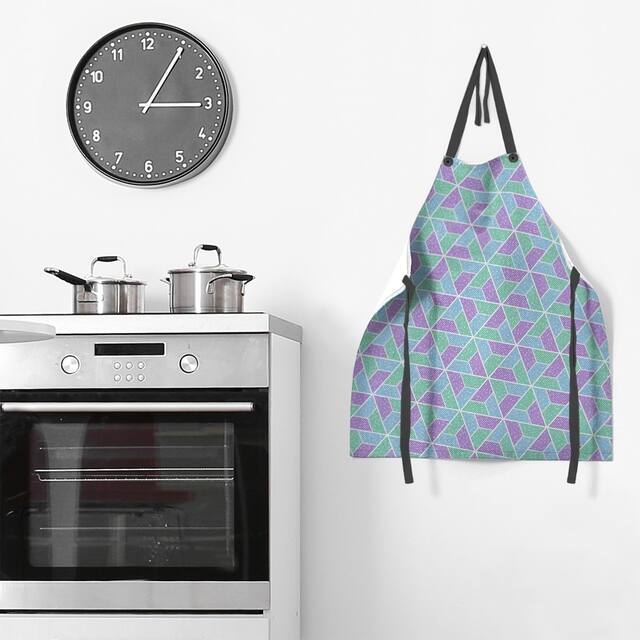 Three Color Trapezoids Apron - 27 x 30 - Purple Green & Blue