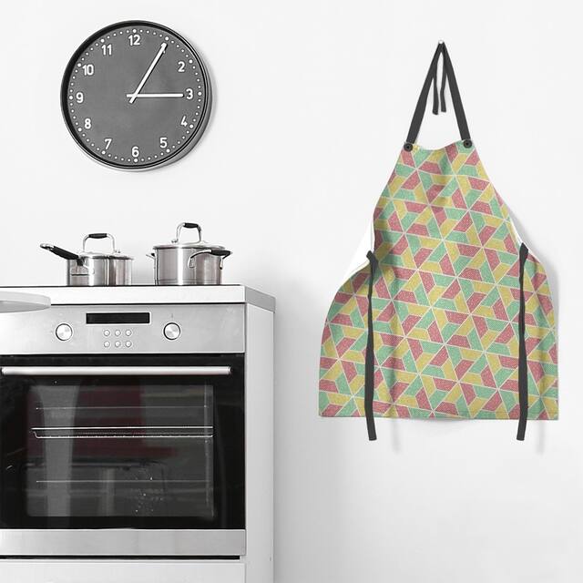 Three Color Trapezoids Apron - 27 x 30 - Red Green & Yellow