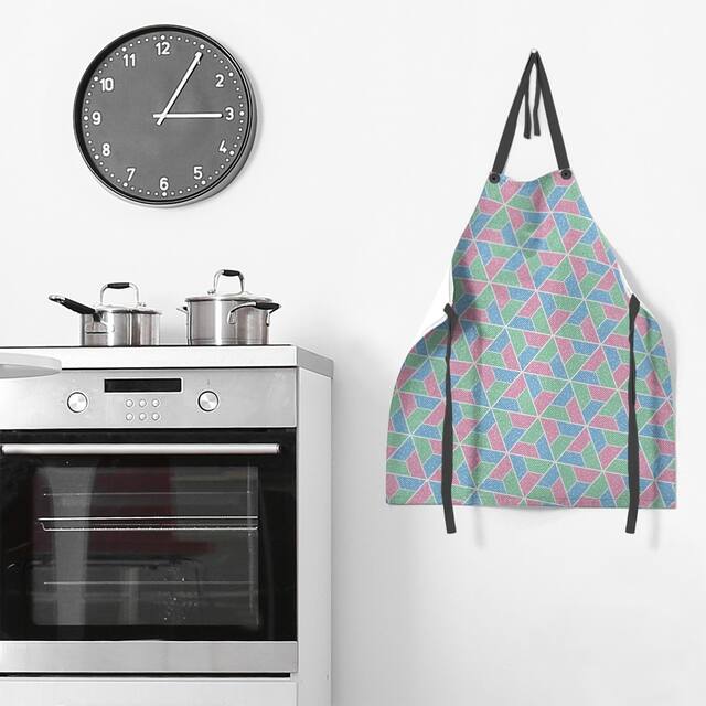 Three Color Trapezoids Apron - 27 x 30 - Green Pink & Blue
