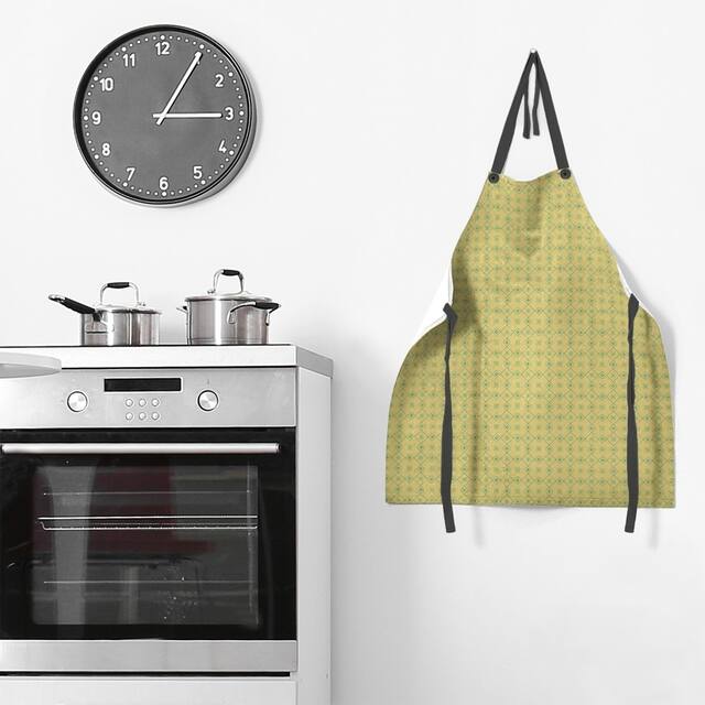 Two Color Doily Pattern Apron - 27 x 30 - Yellow & Green