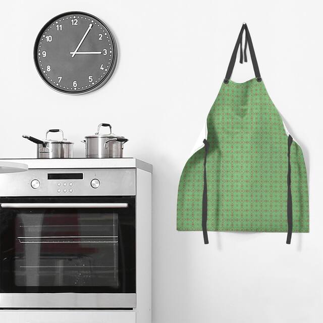 Two Color Doily Pattern Apron - 27 x 30 - Green & Red