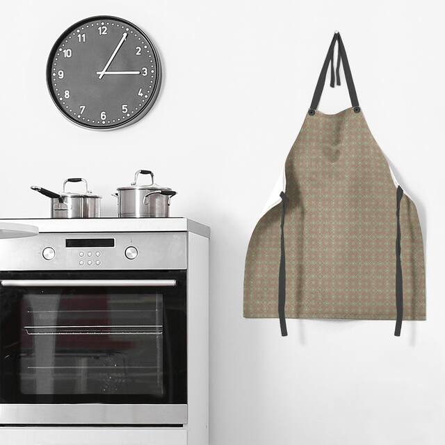 Two Color Doily Pattern Apron - 27 x 30 - Brown & Green