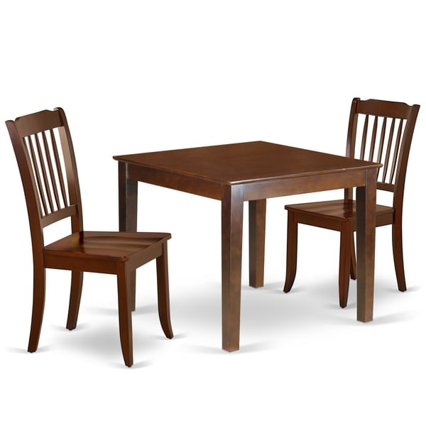 Square 36 Inch Table and 2 Vertical Slatted Chairs (Number of Chairs Option)