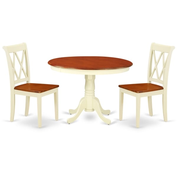 Round 42 Inch Table and 2 Double X Back Chairs (Number of Chairs Option)