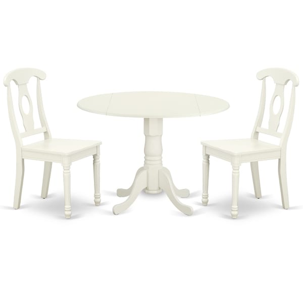 Round 42 Inch Table with Two 9-Inch Drop Leaves and 2 Panel Back Chairs (Number of Chairs Option)