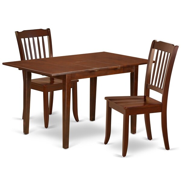 Rectangular 42/53.5 Inch Table with 12" Leaf and 2 Vertical Slatted Chairs (Number of Chairs Option)