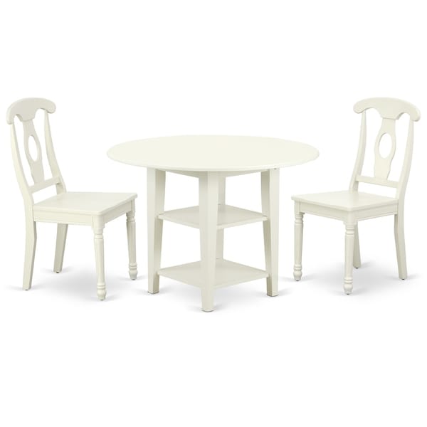 Round 20/42 Inch Table with Two11-Inch Drop Leaves and 2 Panel Back Chairs (Number of Chairs Option)