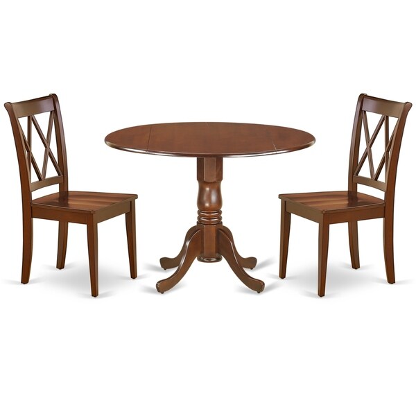 Round 42 Inch Table with Two 9-Inch Drop Leaves and 2 Double X Back Chairs (Number of Chairs Option)
