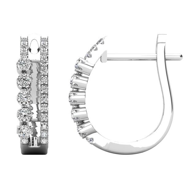 Round Cut White Cubic Zirconia Hoop Earrings in14k Rose Gold Over Sterling Silver 0.23 cttw Round Cut White Cubic Zirconia Hoop Earrings in14k Rose Gold Over Sterling Silver 0.23 cttw