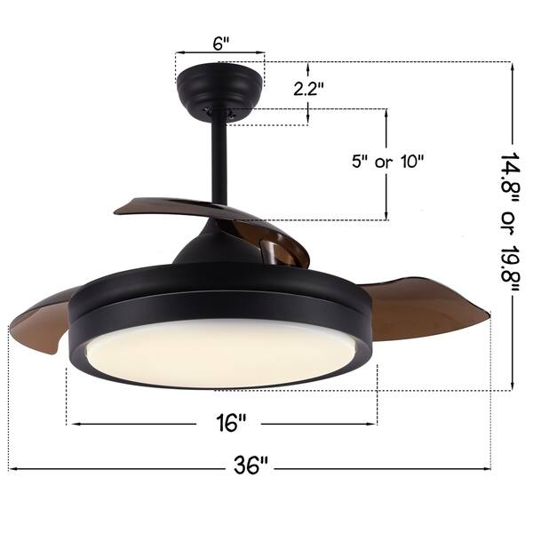 Shop 36 Dimmable Retractable Ceiling Fan With Led Light Remote