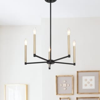 Vanity Art 5 Lights Farmhouse Vintage Round Candle Pendant Brass Finished Ceiling Mount for Dining Room Living Room - Chandeliers For Bedrooms by Overstock.com