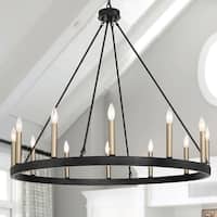 Vanity Art 12 Lights Wagon Wheel Chandelier Light Fixtures Farmhouse Candle for Living Room