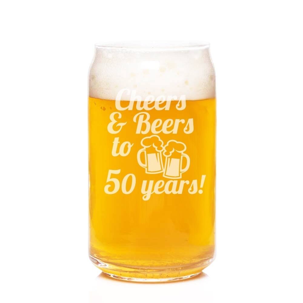 Cheers & Beers To 50 Years Engraved Can Glass - 4pcs