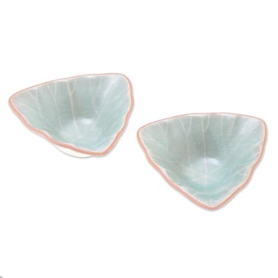 Handmade Luxe Leaves Ceramic Condiment Servers, Set of 2 (Thailand)