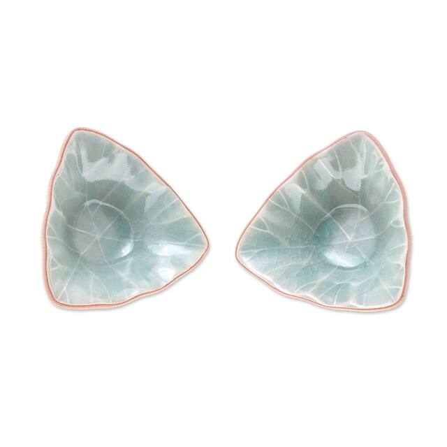 Handmade Luxe Leaves Ceramic Condiment Servers, Set of 2 (Thailand)