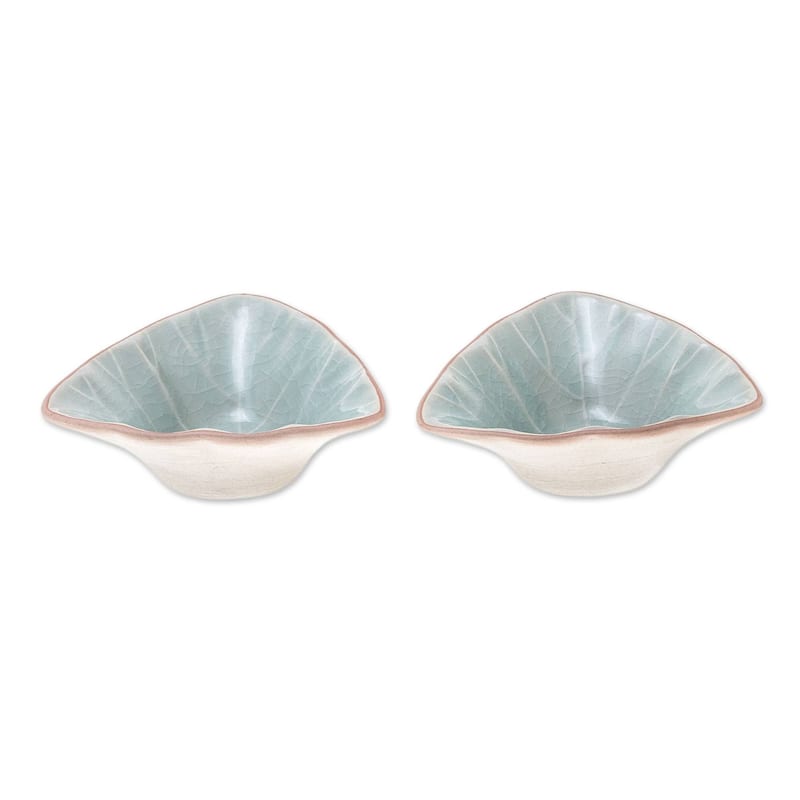 Handmade Luxe Leaves Ceramic Condiment Servers, Set of 2 (Thailand)