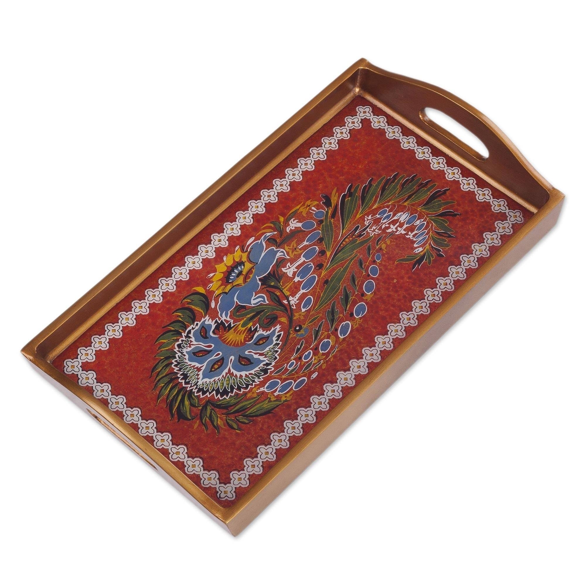 Garden Arrangement Reverse-Painted Glass Tray