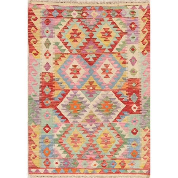 Kilim Oriental Flatweave Wool Turkish Area Rug - 4'10" x 3'3"