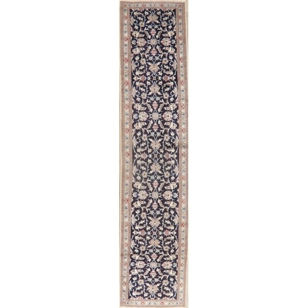 Vintage Floral Nain Persian Runner Rug Handmade