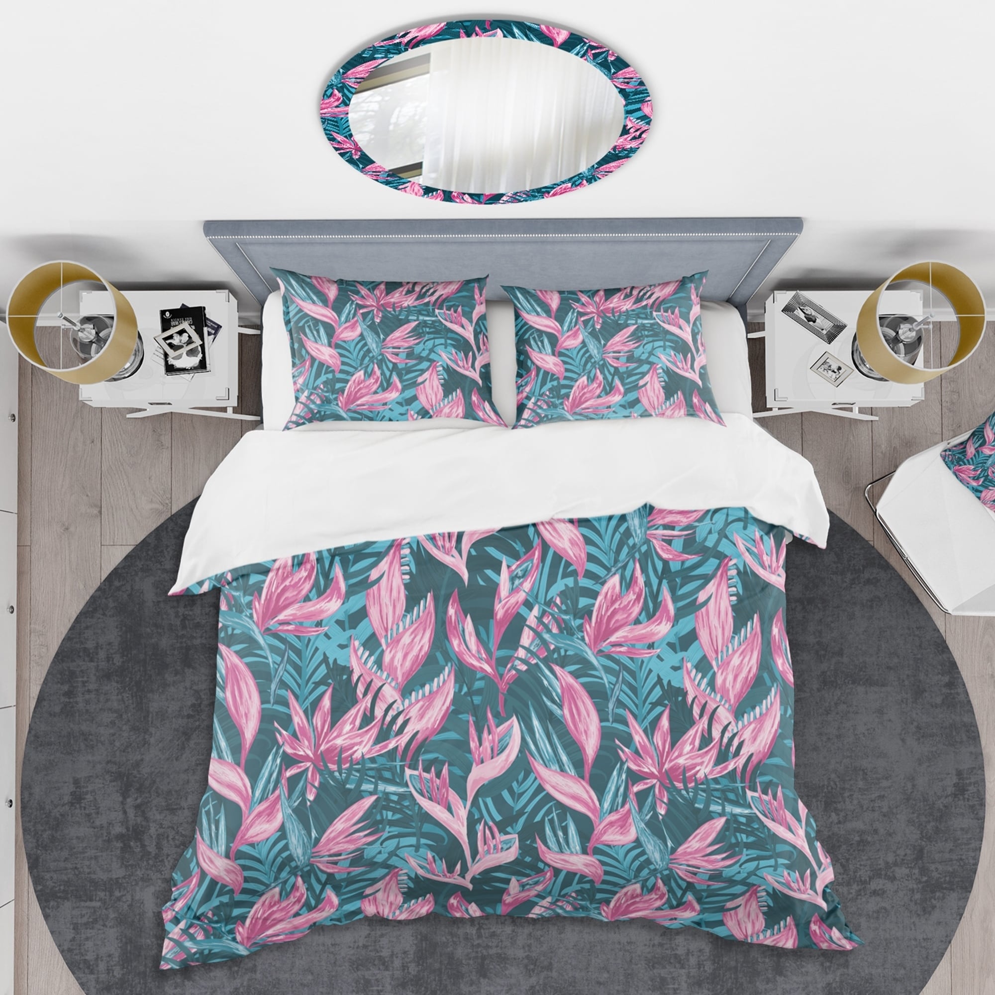 Designart 'Handdrawn  Tropical Flowers' Mid-Century Duvet