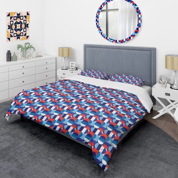 Shop Designart Blue Red White Polka Dots Mid Century Duvet