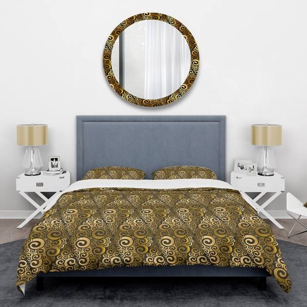 Designart 'Gold And Black Swirl I' Mid-Century Duvet Cover Set - Bed ...