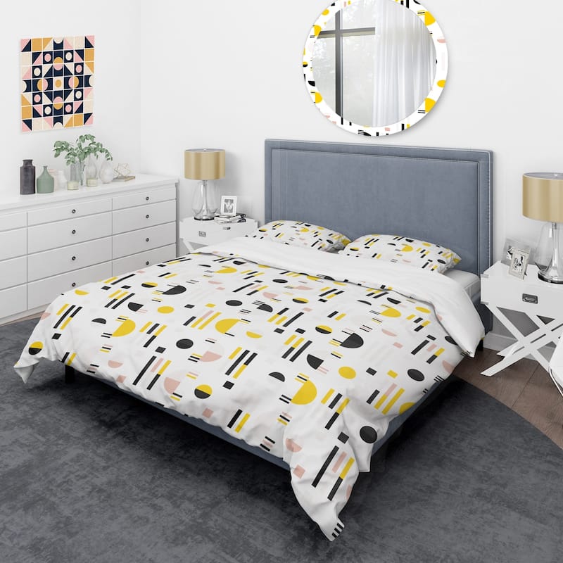 Designart 'Retro Geometric Design IX' Mid-Century Duvet Cover Set