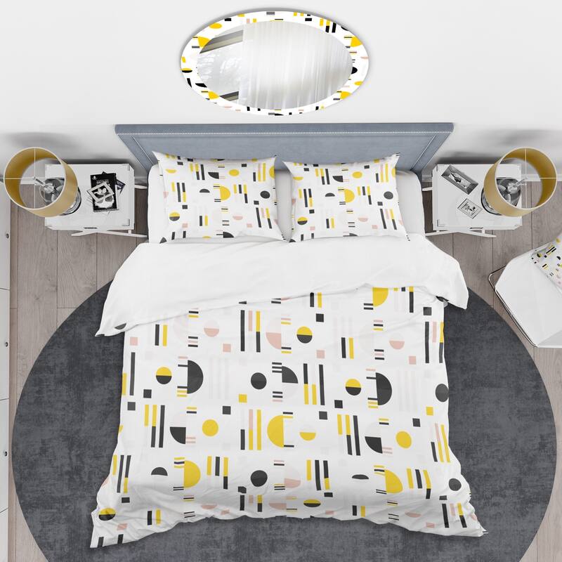Designart 'Retro Geometric Design IX' Mid-Century Duvet Cover Set