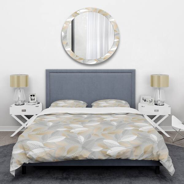 Designart Luxury Geometric Fall Leaves Pattern Mid Century Duvet Cover Set On Sale Overstock 28490372