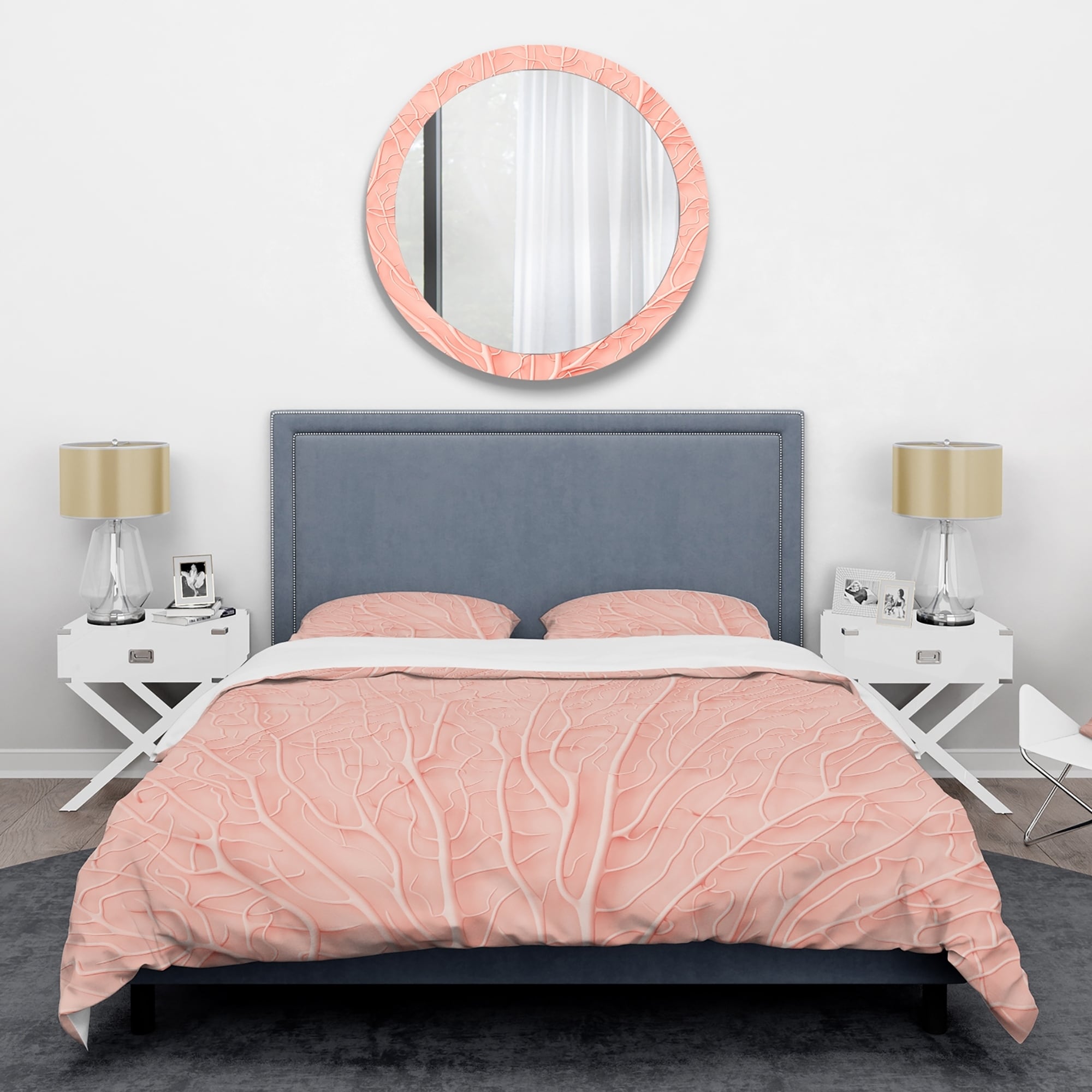 Shop Designart Living Coral Pink Mid Century Duvet Cover Set