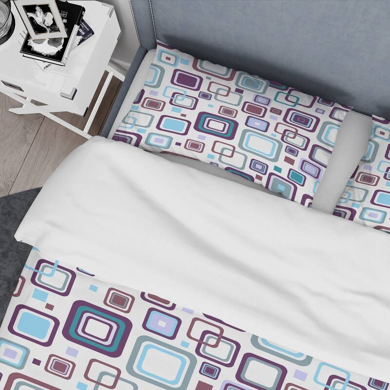 Designart 'Retro Square Design I' Mid-Century Duvet Cover Set