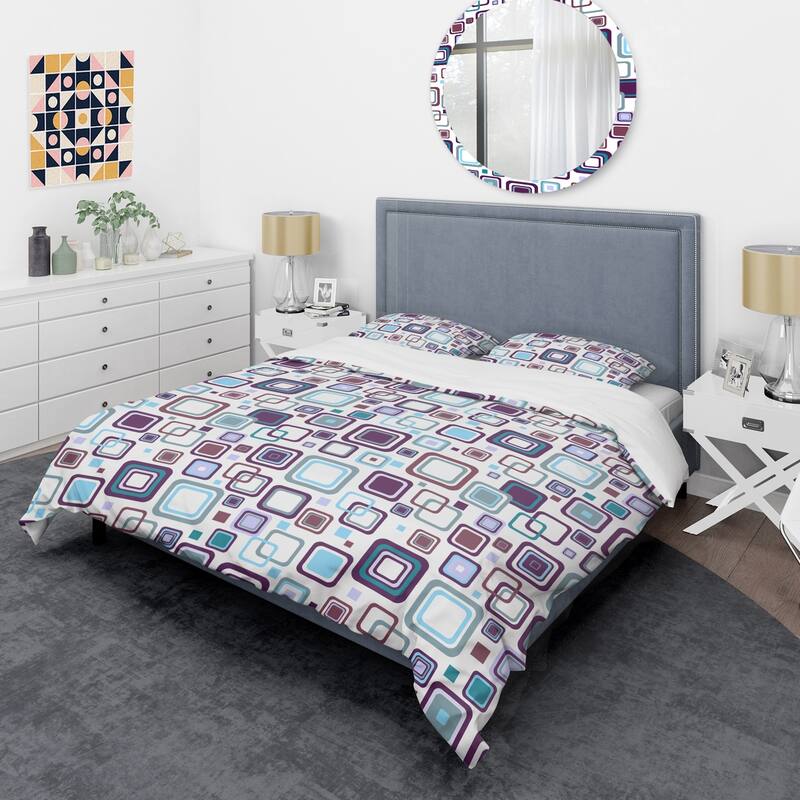 Designart 'Retro Square Design I' Mid-Century Duvet Cover Set