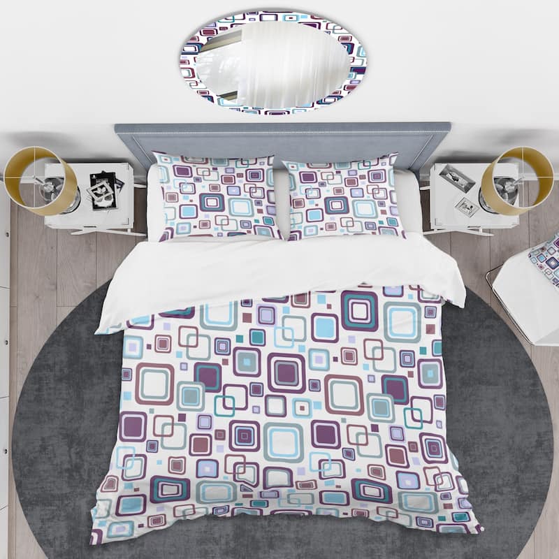 Designart 'Retro Square Design I' Mid-Century Duvet Cover Set