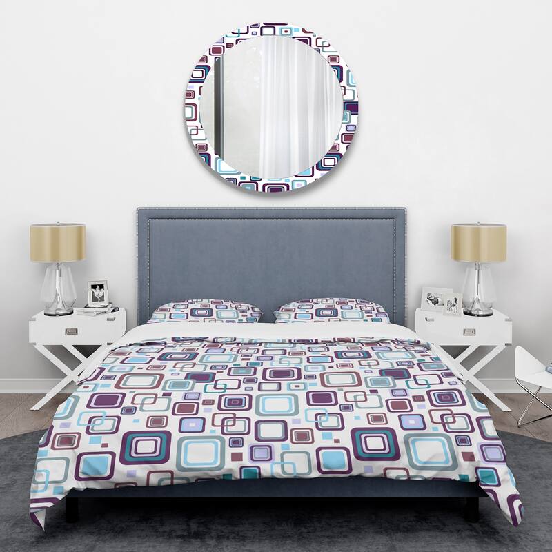Designart 'Retro Square Design I' Mid-Century Duvet Cover Set