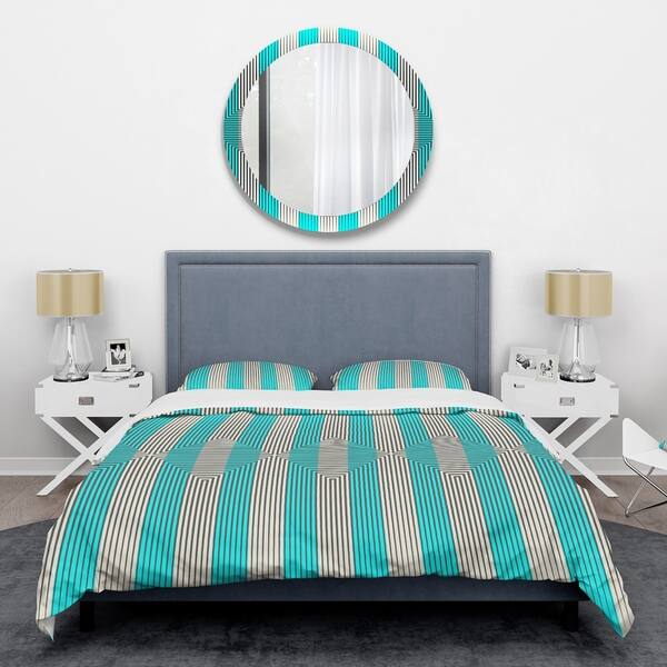 Shop Designart Light Blue Striped Pattern Mid Century Duvet