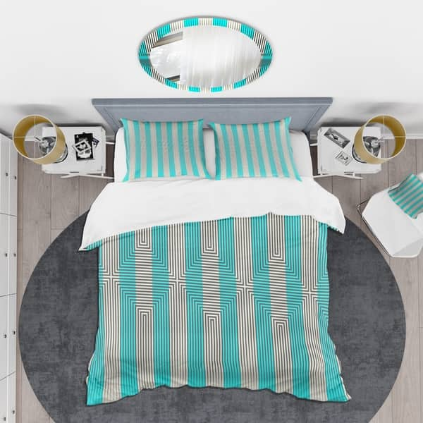 Shop Designart Light Blue Striped Pattern Mid Century Duvet